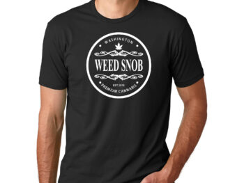 Men's Black shirt with white lettering round logo