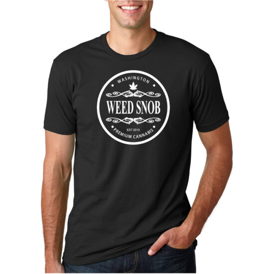 Men's Black shirt with white lettering round logo