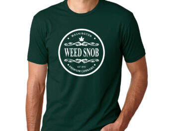 Men's Green shirt with white lettering round logo