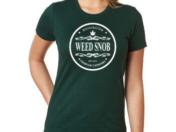 Ladies Green shirt with white lettering round logo