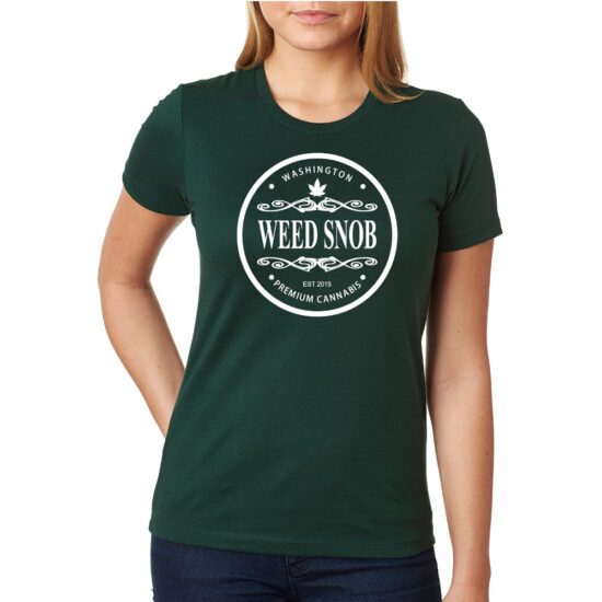 Ladies Green shirt with white lettering round logo
