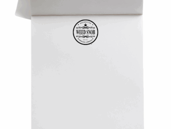 White paper Notepad with Black lettering round Weed snob logo 5" x 7", 40 pages