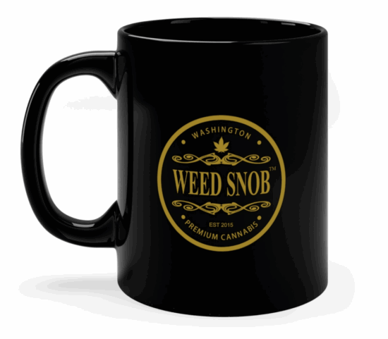 Black with gold round logo 11 oz. Coffee Mug